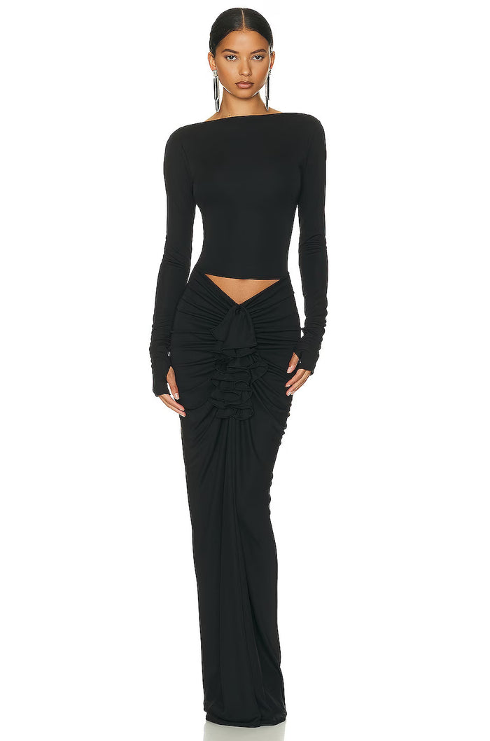 Lyanna Ruched Cut-Out Ruffle Set