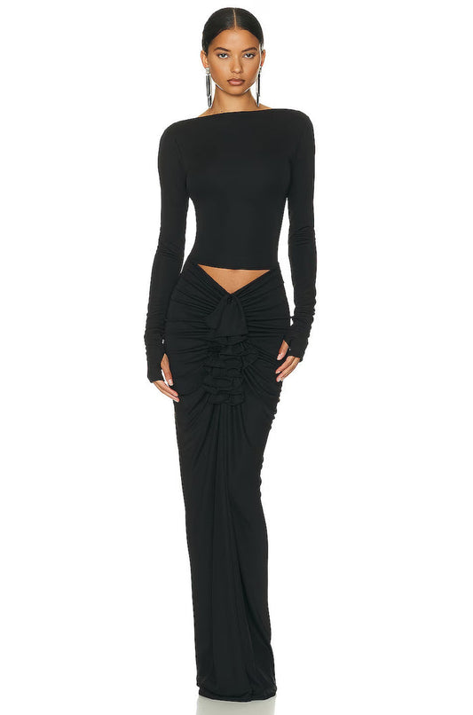 Lyanna Ruched Cut-Out Ruffle Set
