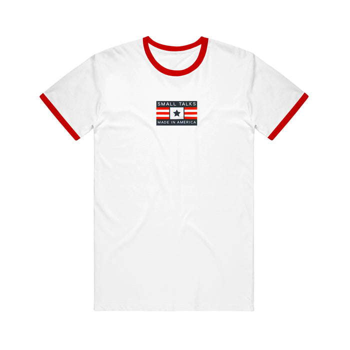 small talks Made In America - Red/White Ringer T-Shirt