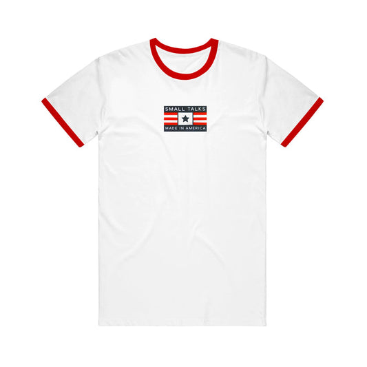 small talks Made In America - Red/White Ringer T-Shirt
