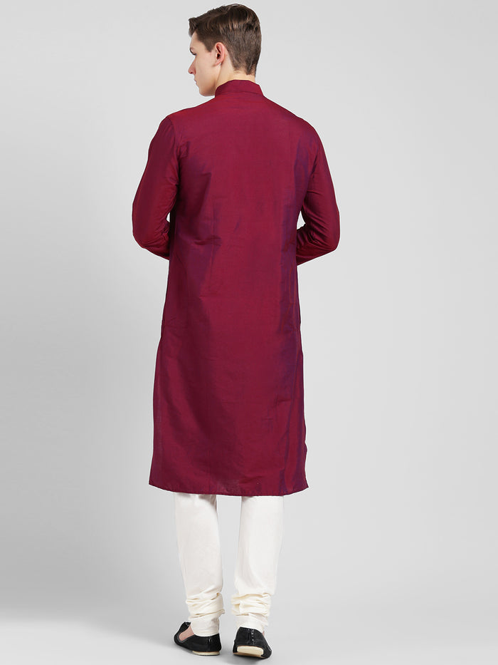 Magenta Cotton Plain Kurta