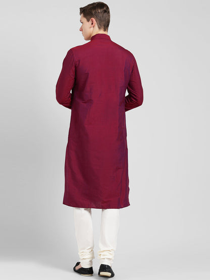 Magenta Cotton Plain Kurta