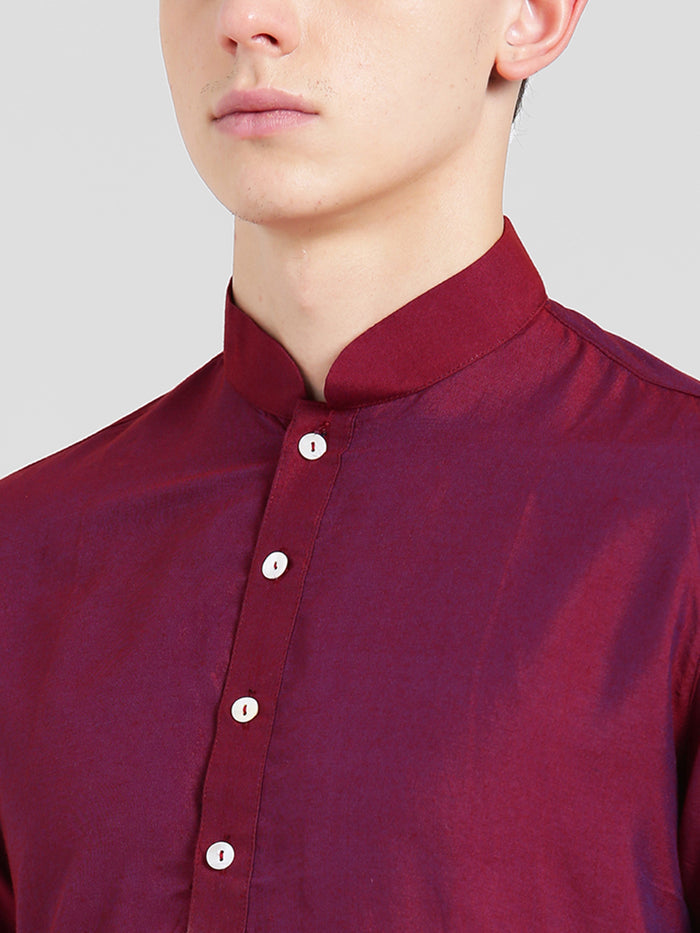 Magenta Cotton Plain Kurta