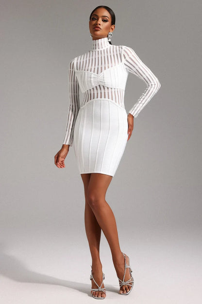 Marbella Sheer Striped Bandage Mini Dress