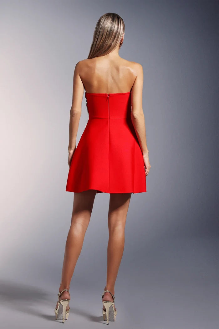 Mariah Red Crystal Mini Dress