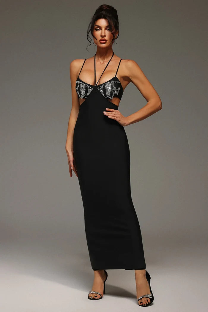 Marina Crystal-Embellished Cut-Out Maxi Dress