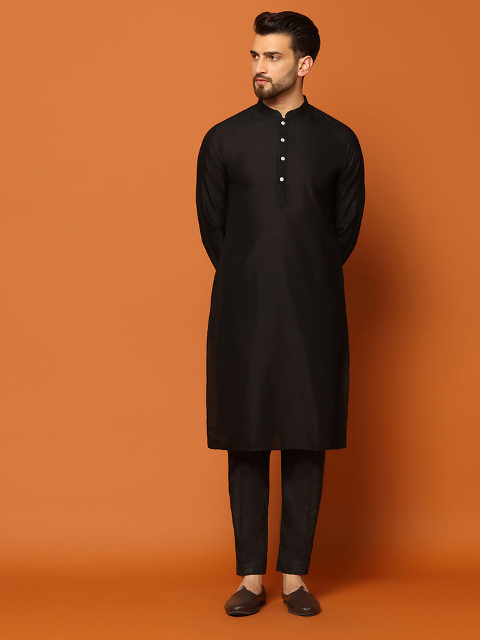Maroon Silk Blend Woven Sherwani Kurta Trouser Set