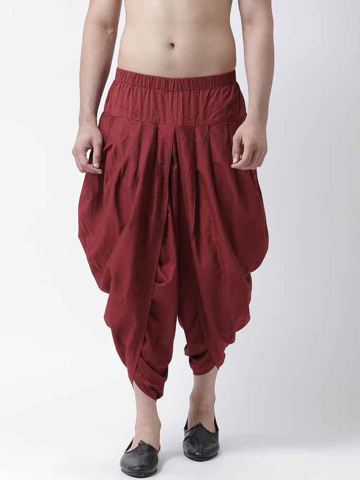 Maroon Solid Elasticated Dhoti