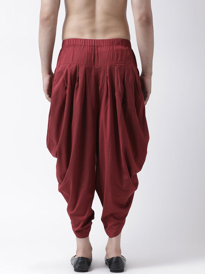 Maroon Solid Elasticated Dhoti