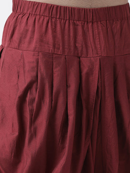 Maroon Solid Elasticated Dhoti
