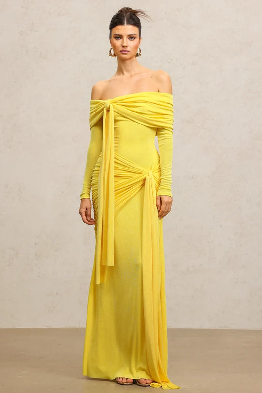 Maxine Draped Off-Shoulder Ruched Maxi Dress