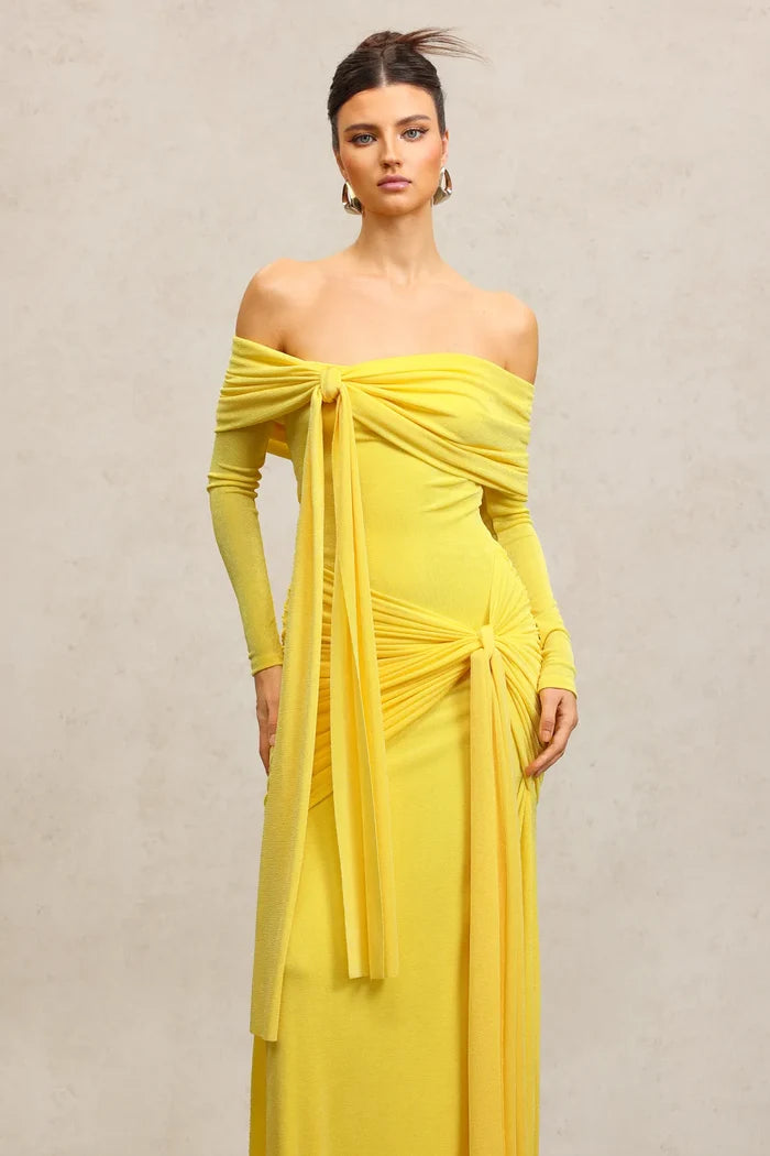 Maxine Draped Off-Shoulder Ruched Maxi Dress