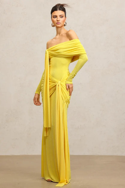 Maxine Draped Off-Shoulder Ruched Maxi Dress