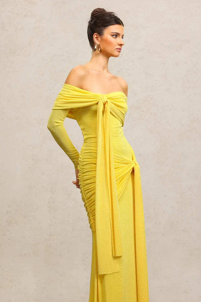 Maxine Draped Off-Shoulder Ruched Maxi Dress