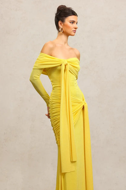 Maxine Draped Off-Shoulder Ruched Maxi Dress