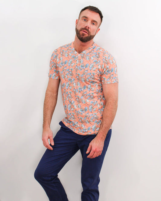 Maze Blossom Canvas Coral