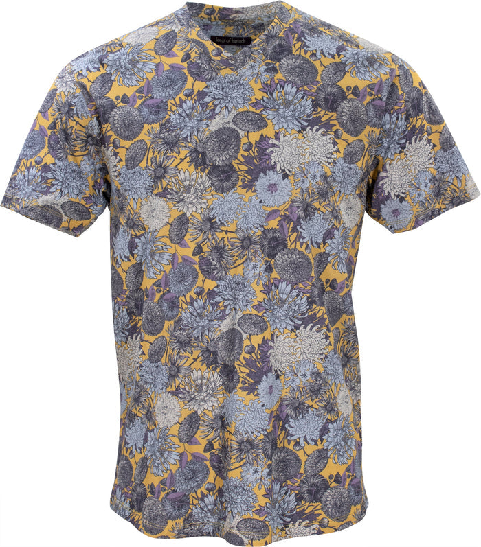 Maze Mums Floral Yellow V-Neck Shirt