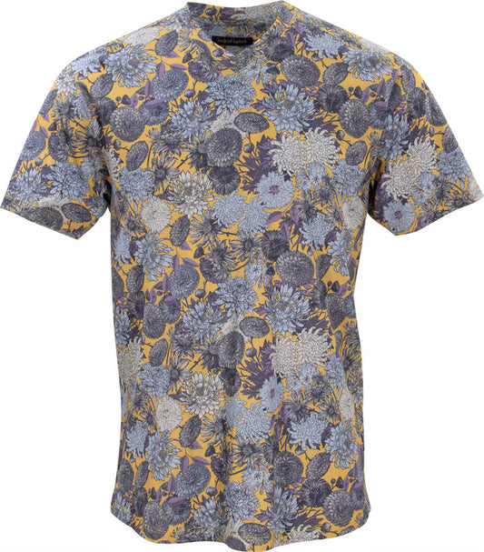 Maze Mums Floral Yellow V-Neck Shirt