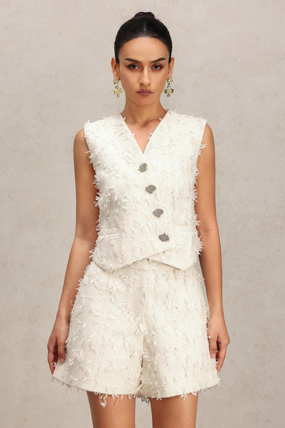Melody Textured Tweed Vest & Shorts Set