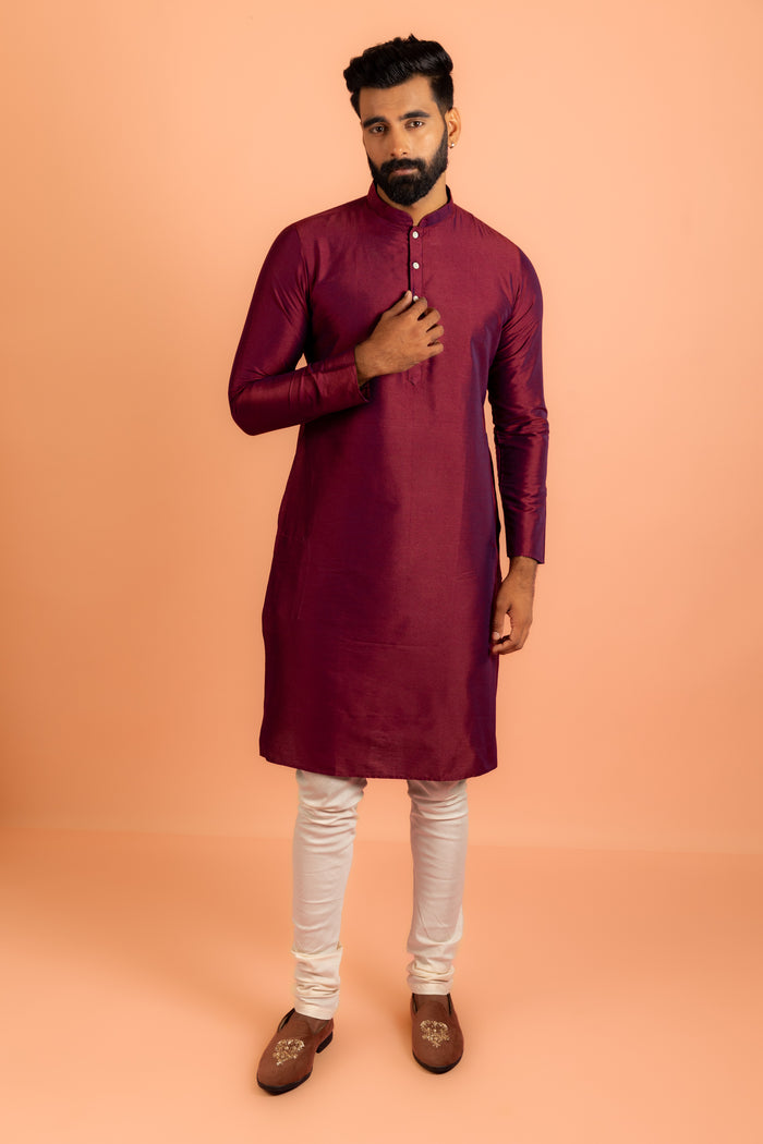 Men Grey Printed Kurta Jacket Churidar Set