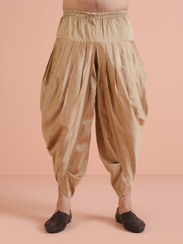 Men Olive Green Textured Indowestern Dhoti Set