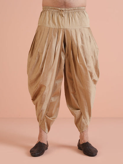 Men Olive Green Textured Indowestern Dhoti Set