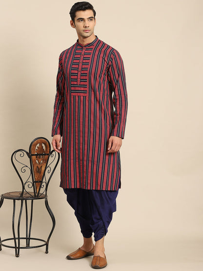 Men Red Ethnic Motifs Kurta