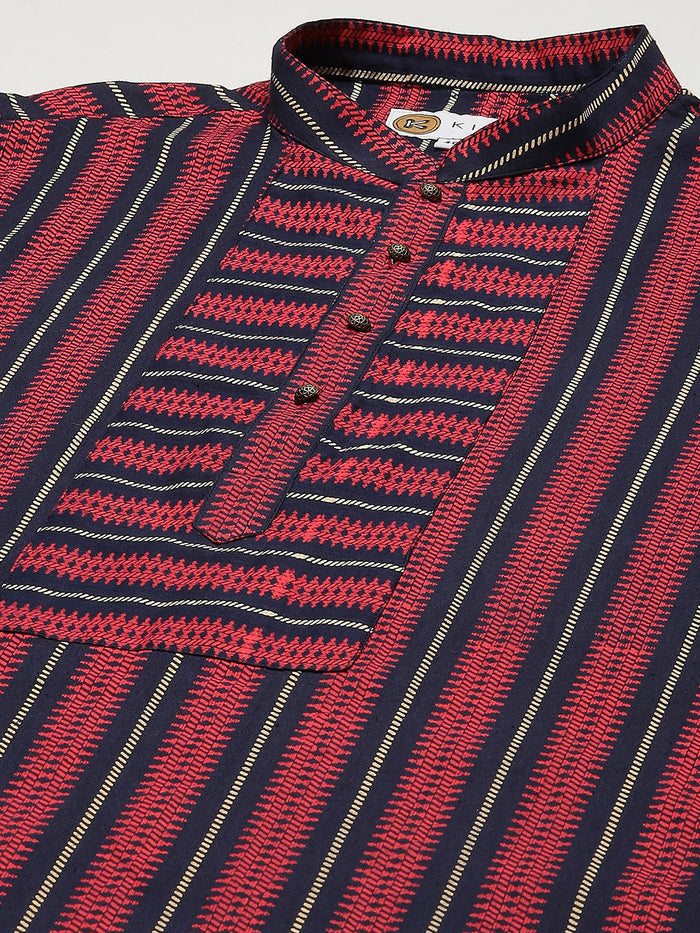 Men Red Ethnic Motifs Kurta