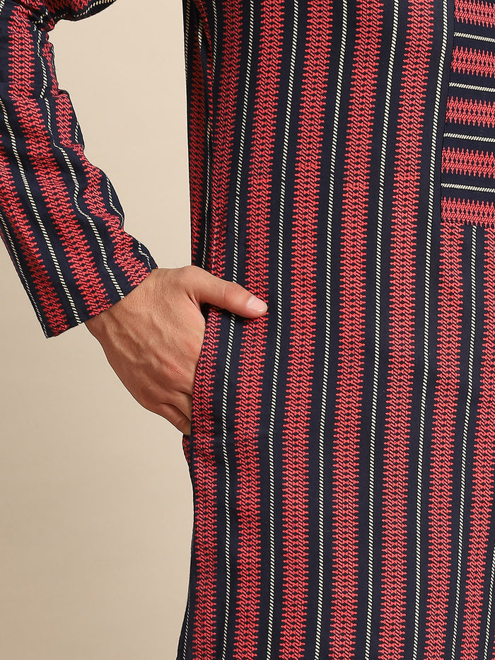 Men Red Ethnic Motifs Kurta