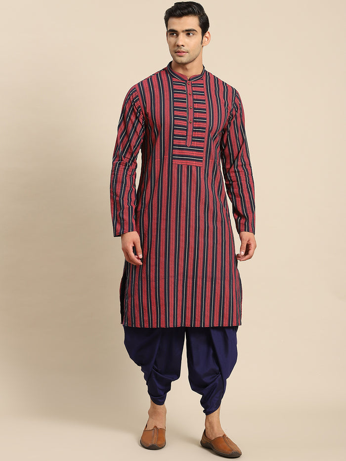 Men Red Ethnic Motifs Kurta