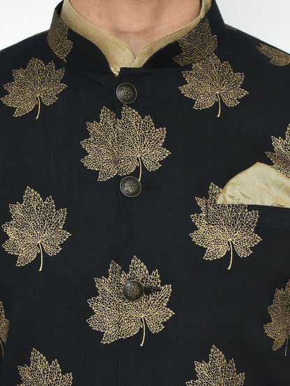 Men's Black Indowestern Set With Kurta and Churidar
