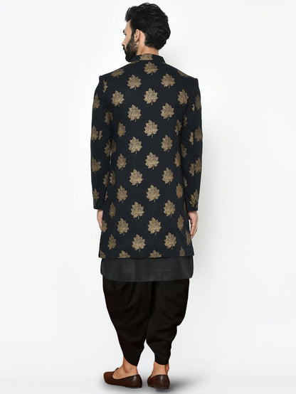 Men's Black Indowestern Set With Kurta and Dhoti