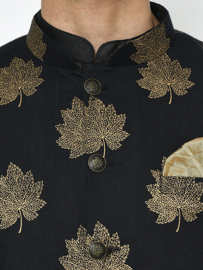 Men's Black Indowestern Set With Kurta and Dhoti