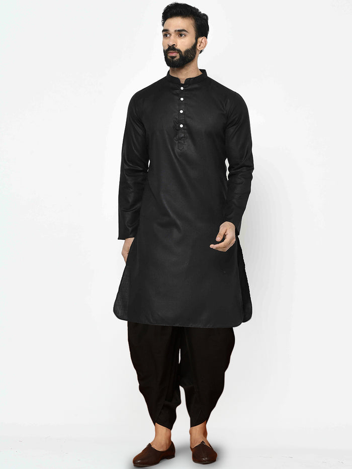 Men's Black Indowestern Set With Kurta and Dhoti