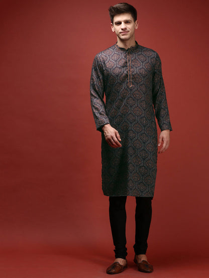 Men's Black Kurta Churidar Set