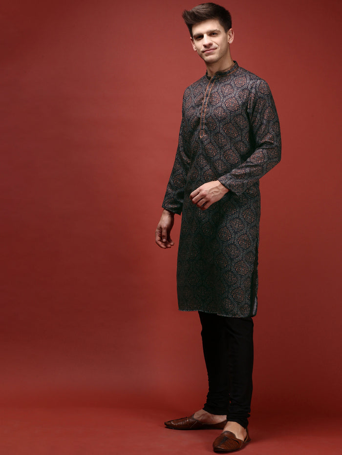 Men's Black Kurta Churidar Set