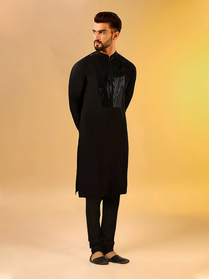 Men's Black Kurta Churidar Set