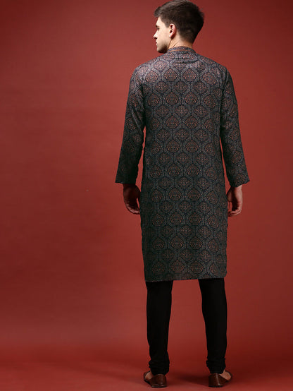 Men's Black Kurta Churidar Set