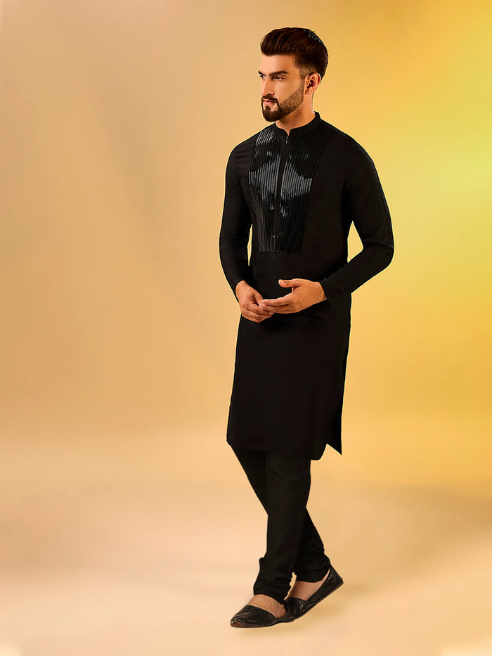 Men's Black Kurta Churidar Set