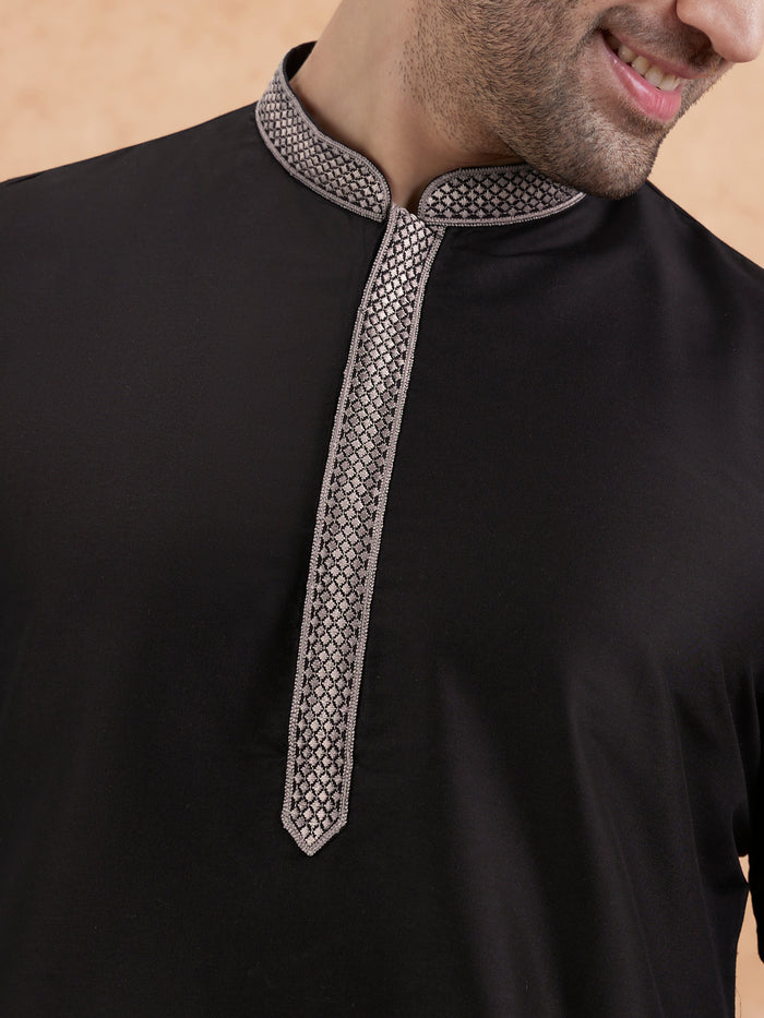 Men's Black Kurta Dhoti Set