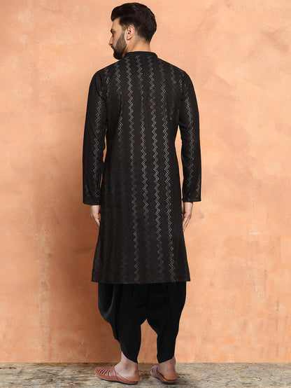 Men's Black Kurta Dhoti Set