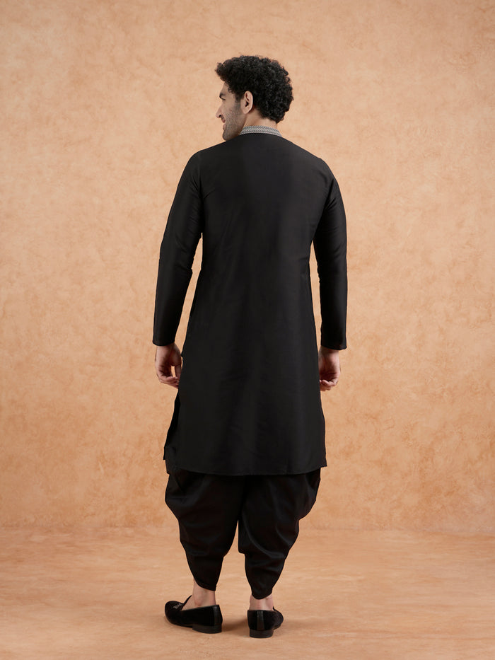 Men's Black Kurta Dhoti Set