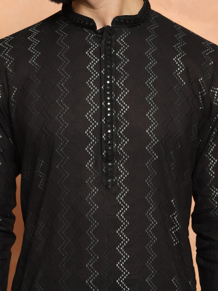 Men's Black Kurta Dhoti Set