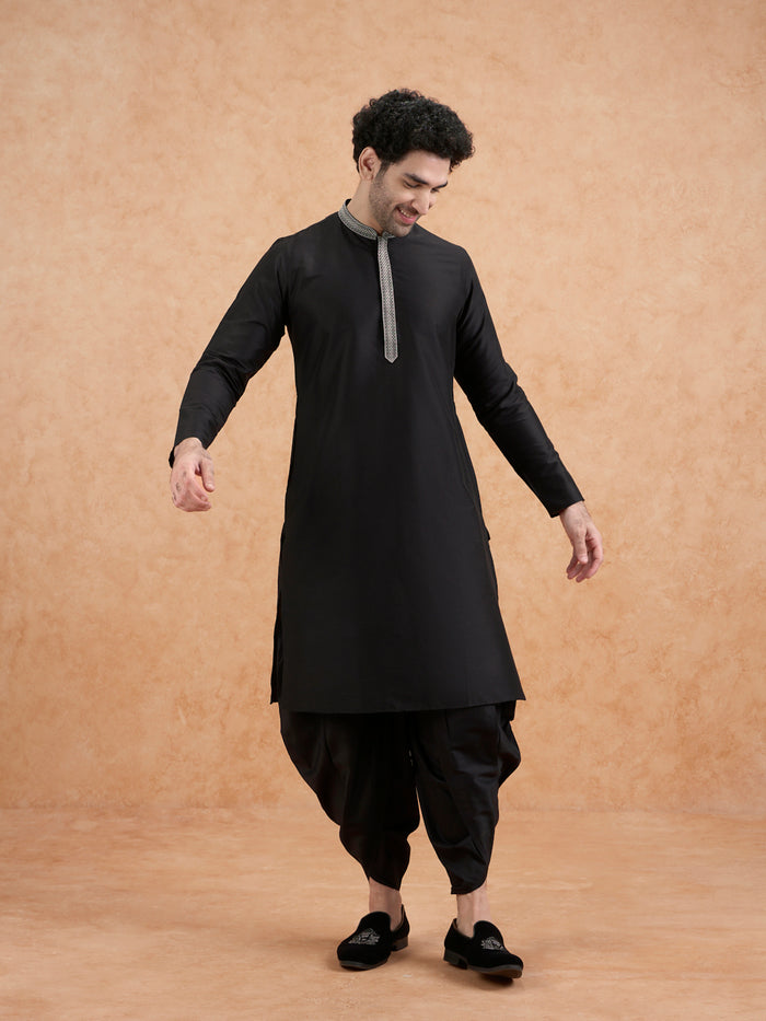 Men's Black Kurta Dhoti Set