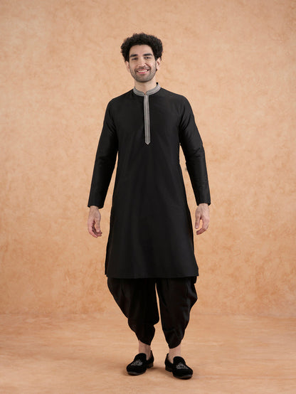 Men's Black Kurta Dhoti Set