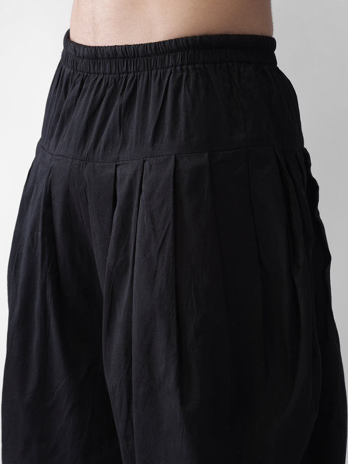 Men's Black Kurta Jacket Dhoti Set