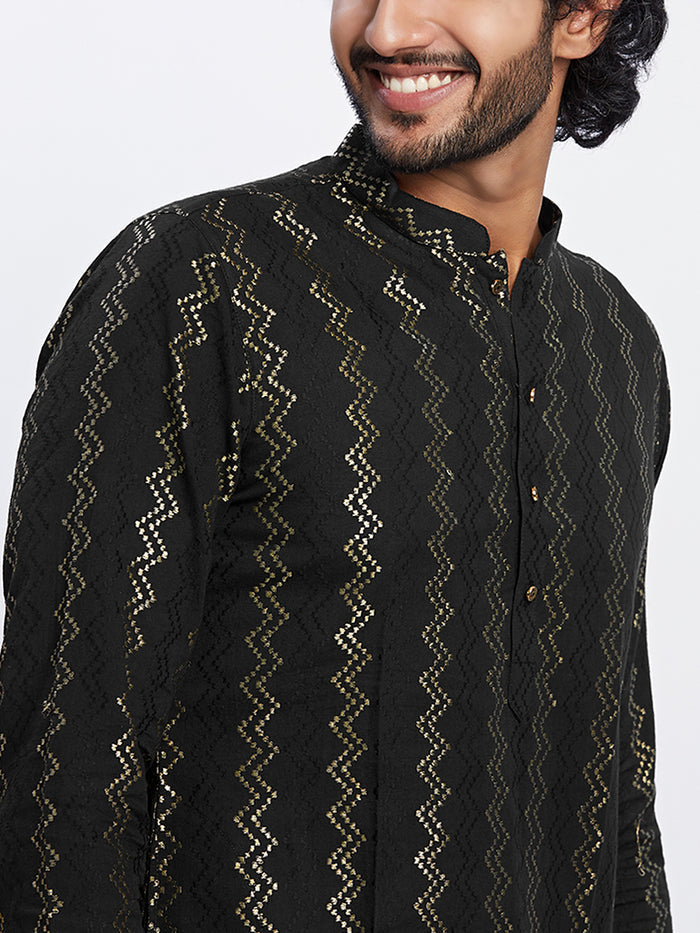 Men's Black Kurta Patiala Set