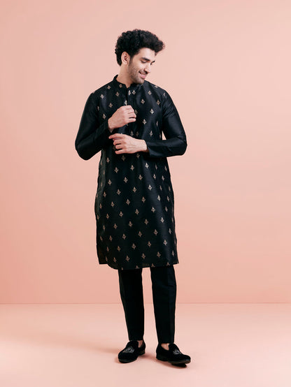Men's Black Kurta Trouser Set