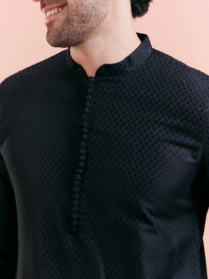 Men's Black Kurta Trouser Set