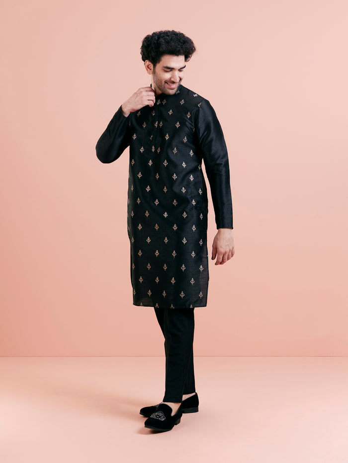Men's Black Kurta Trouser Set